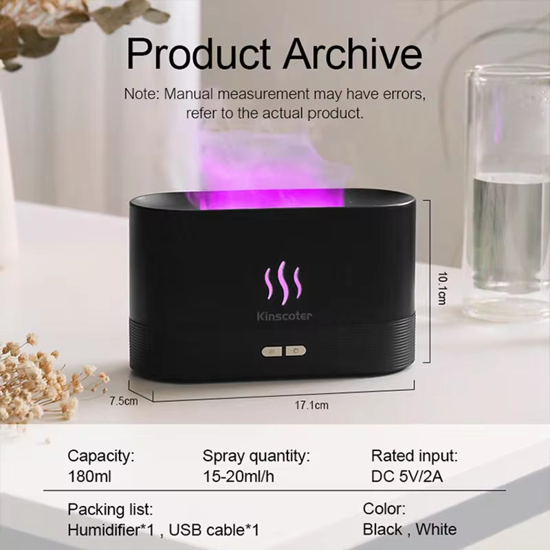 Transform Your Space with the Aroma Diffuser Air Humidifier - Ultrasonic Cool Mist Maker & Essential Oil Flame Lamp