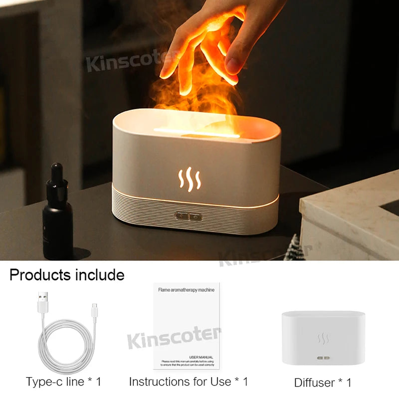Transform Your Space with the Aroma Diffuser Air Humidifier - Ultrasonic Cool Mist Maker & Essential Oil Flame Lamp